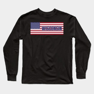 Wisconsin State in American Flag Long Sleeve T-Shirt